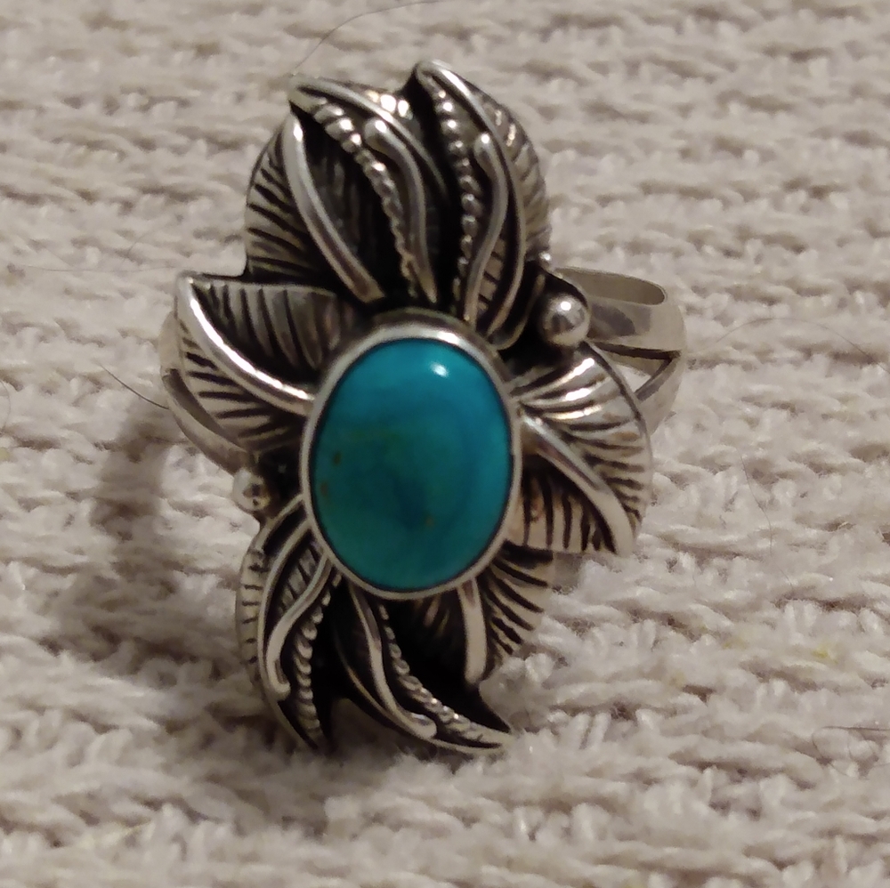 Sterling Silver Turquoise Ring, size 9